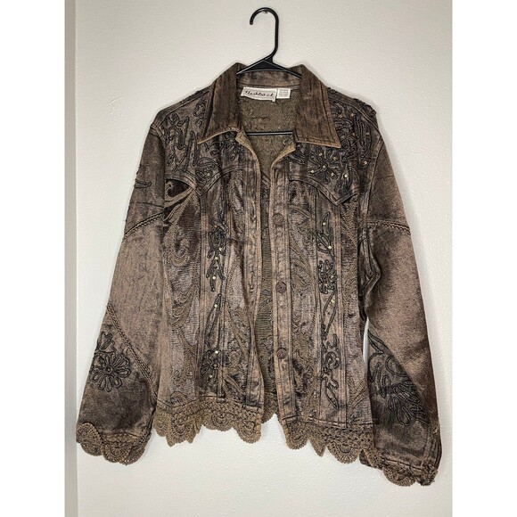 Vintage Flashback Couture Metallic Bronze Jacket Size L - Picture 1 of 8